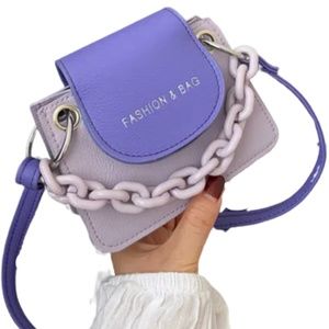 🎁1 Mini Crossbody Bag, Small Square Bag With plastic Chain Decor